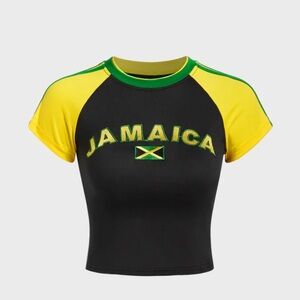 Jersey Jamaica Crew Neck Color Block Short Sleeve T-Shirt